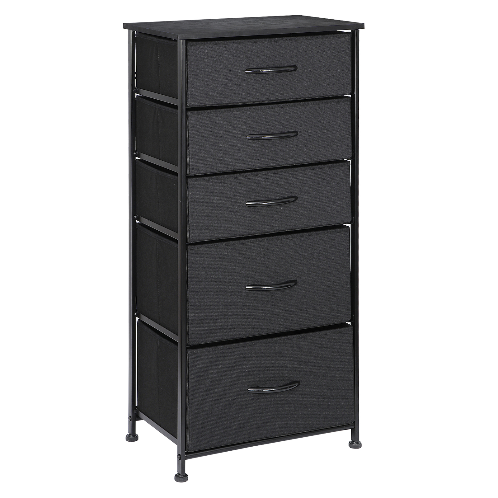 Fabric Dresser Storage with 5 Drawers Sturdy Metal Frame, Wood Top for Bedroom