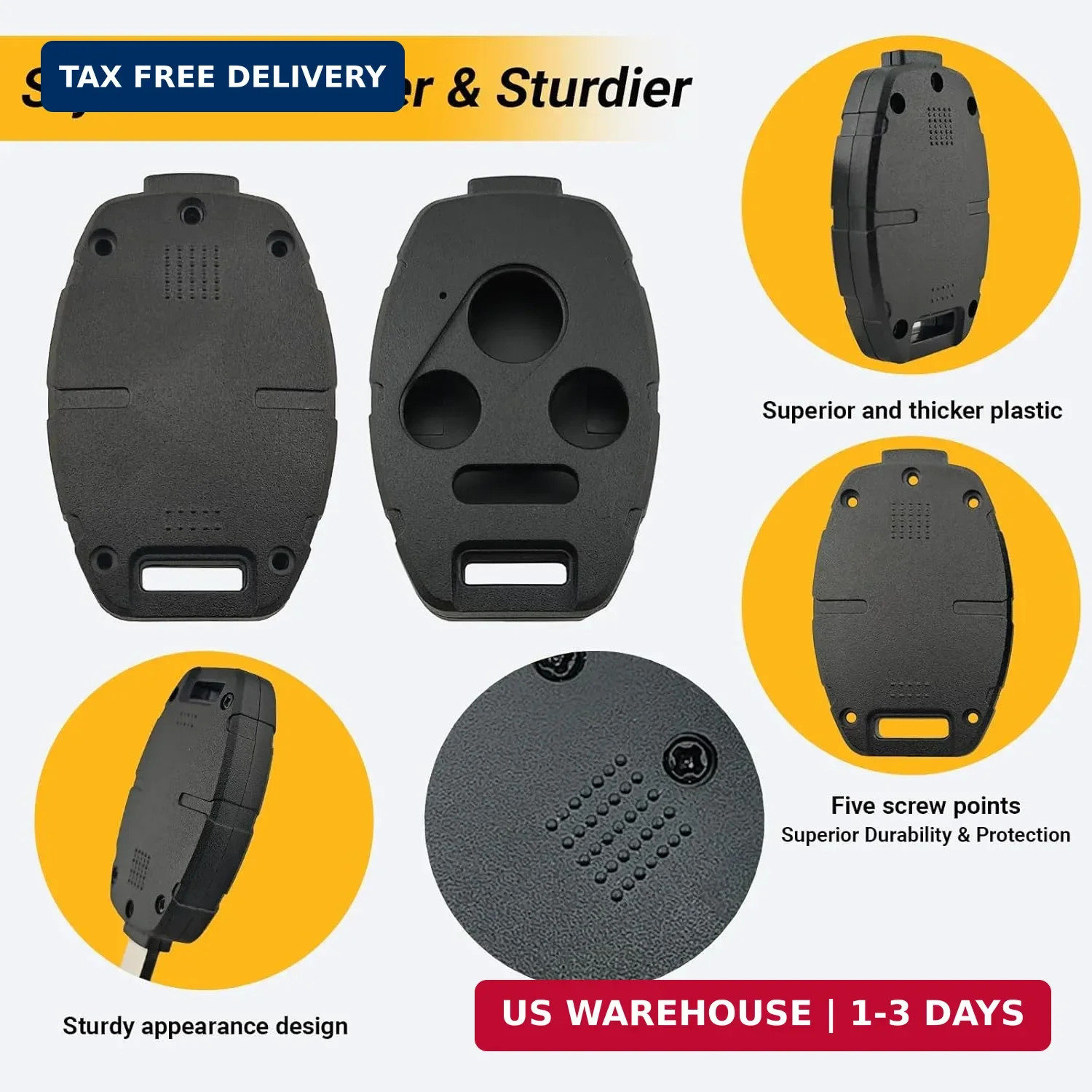 2 Pack No Cutting Need – Upgraded Version Key Fob Case Shell for Honda 2003-2012