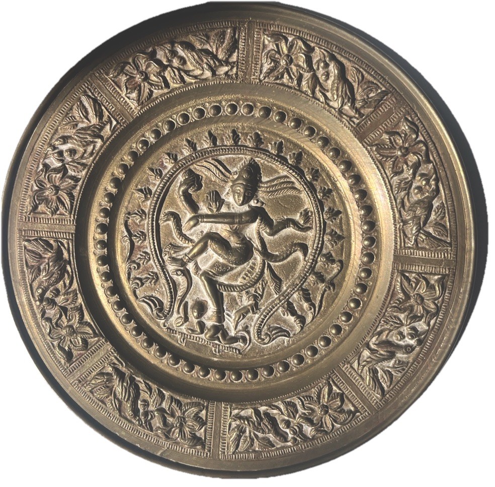 Wonderful Dancing Shiva Brass Circular Wall Plaque Wall Hanging India Hinduism