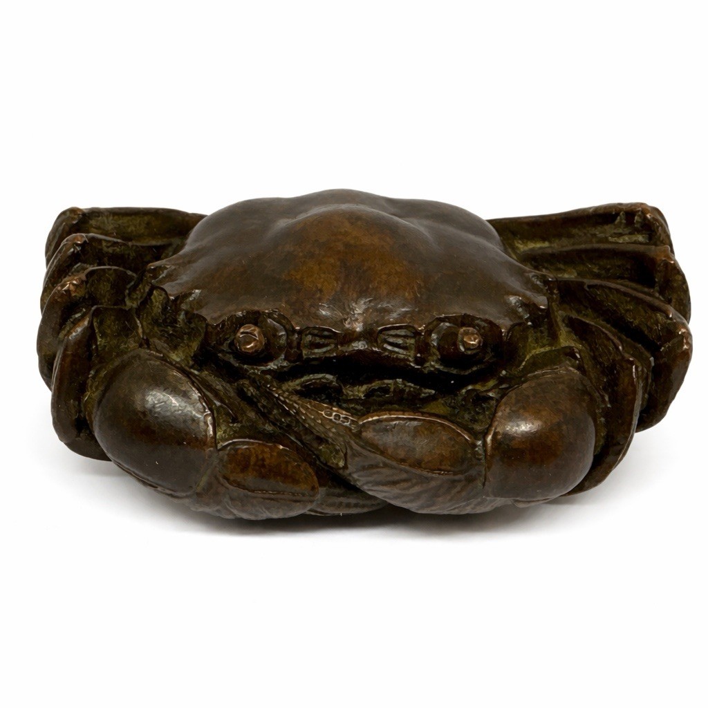 Fine Japanese Solid Copper Crab Okimono Signed Yasu-nosuke 安乃介