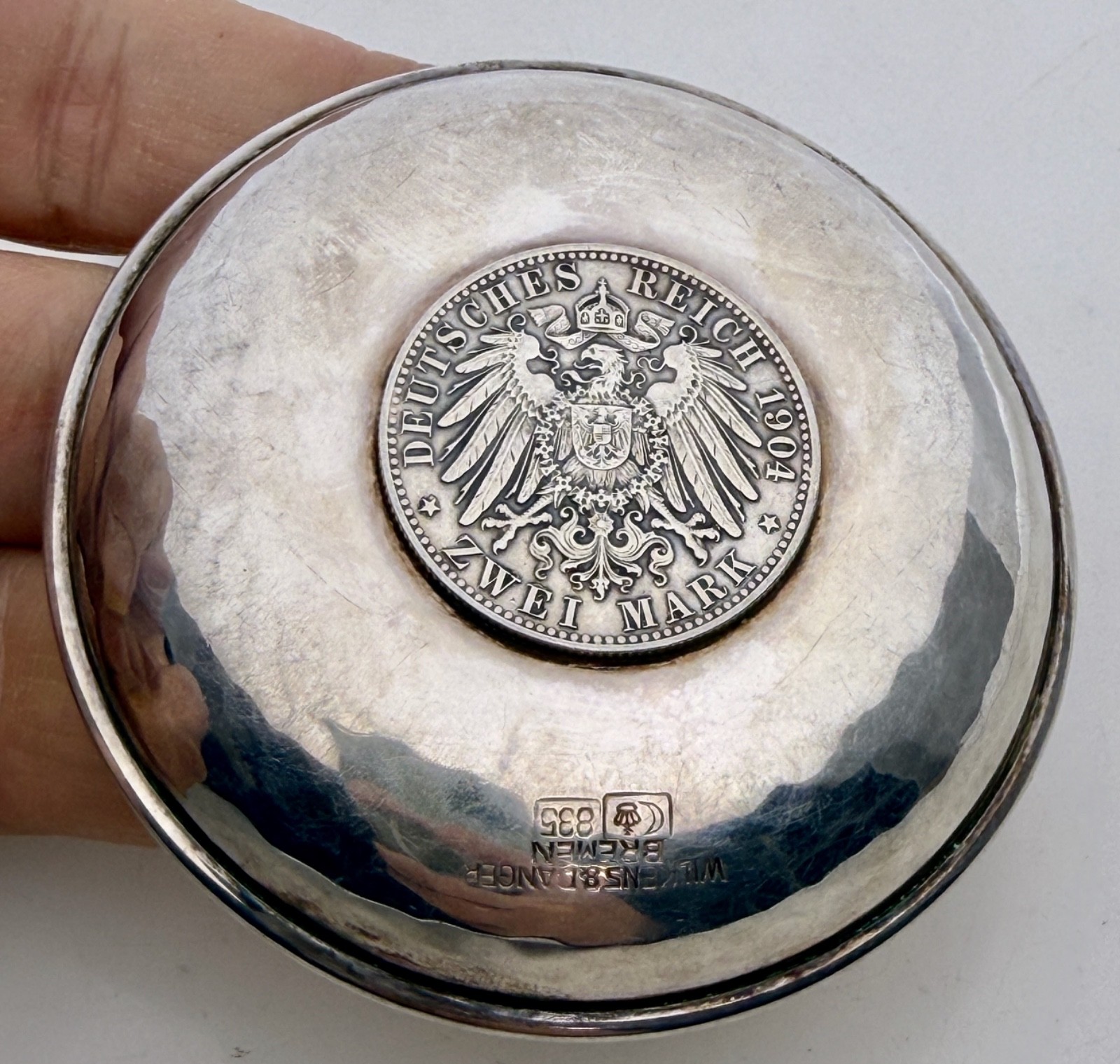 1904-J German States 2 Mark Bremen Inset Silver VF Coin Dish – 97425