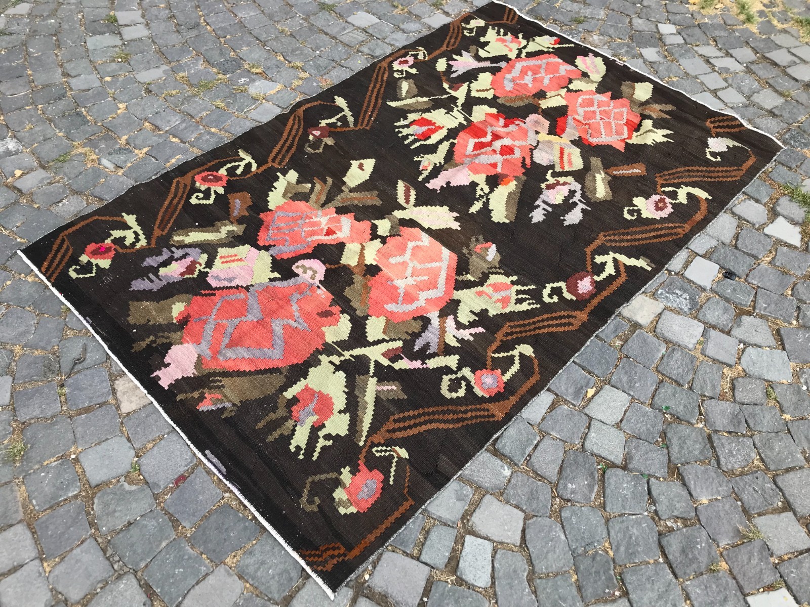 Bohemian Area Rug Handmade Wool Rug Handwoven kilim, Ethnic rug, 4,3 x 6,8 ft