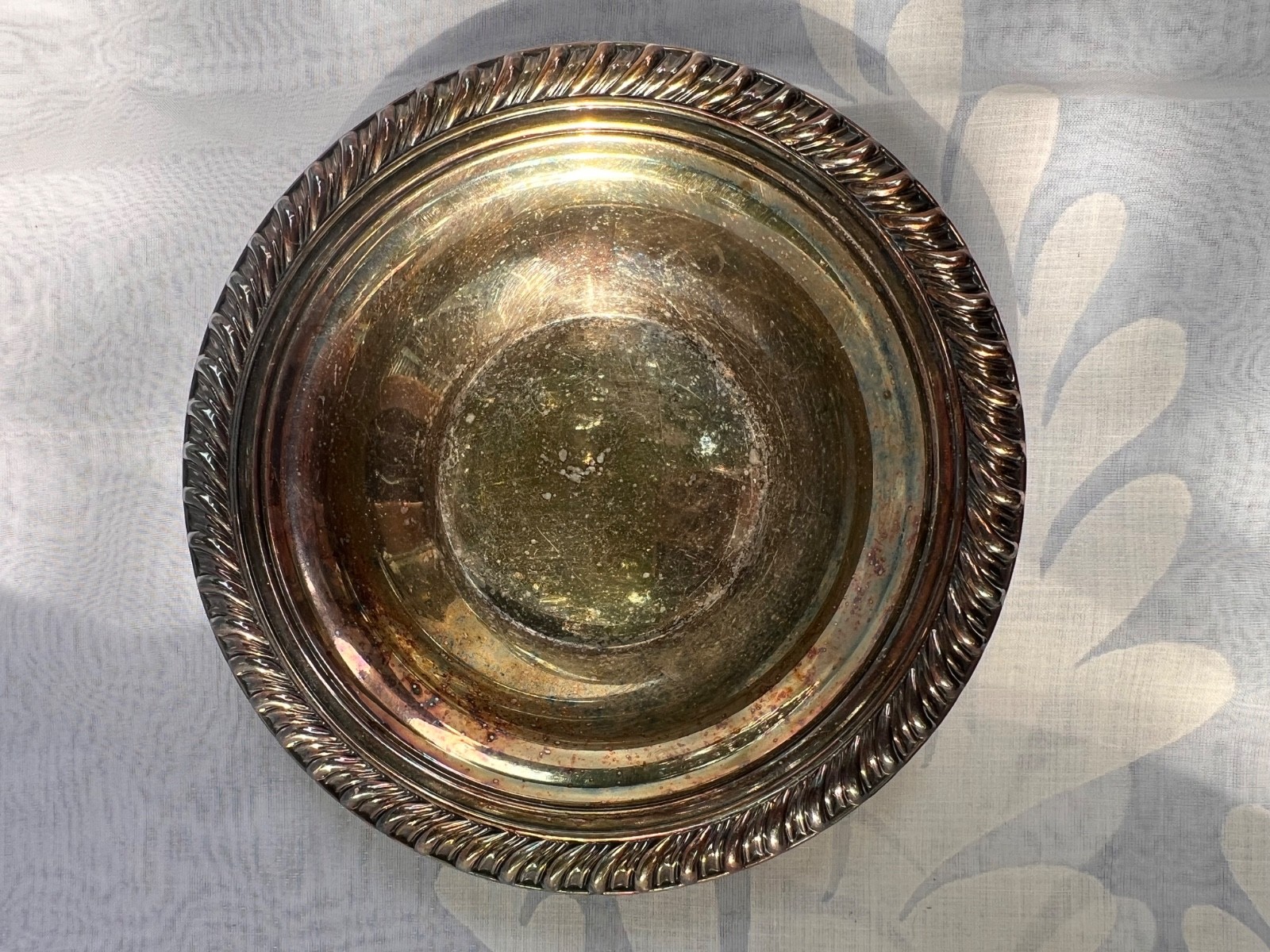 Vintage Silver-Plated Bonbon/Candy Bowl with Rope Rim Border