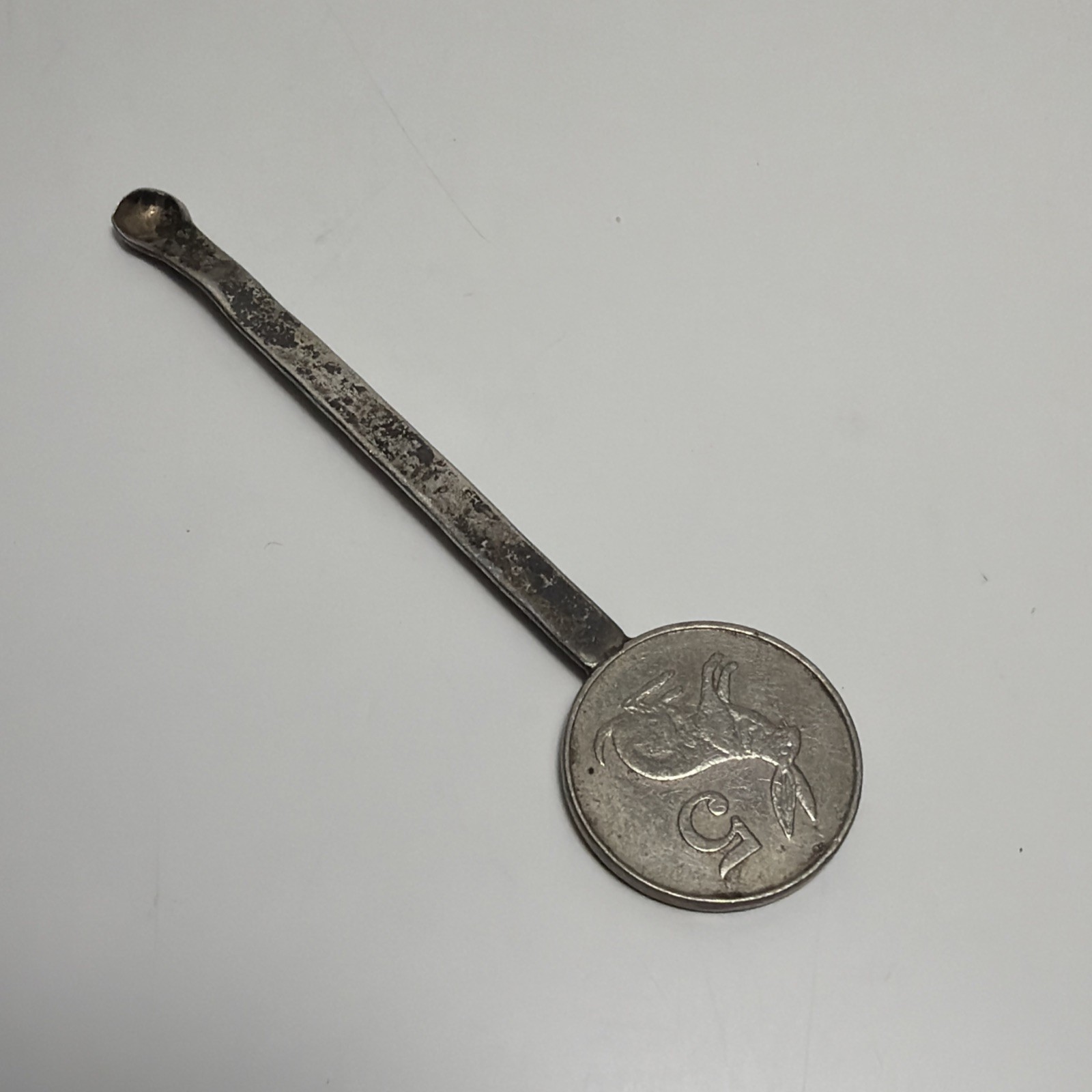Vintage Silver Metal Apothecary Spoon Coin 2.5″ Mini South Africa 5 Cent Rabbit