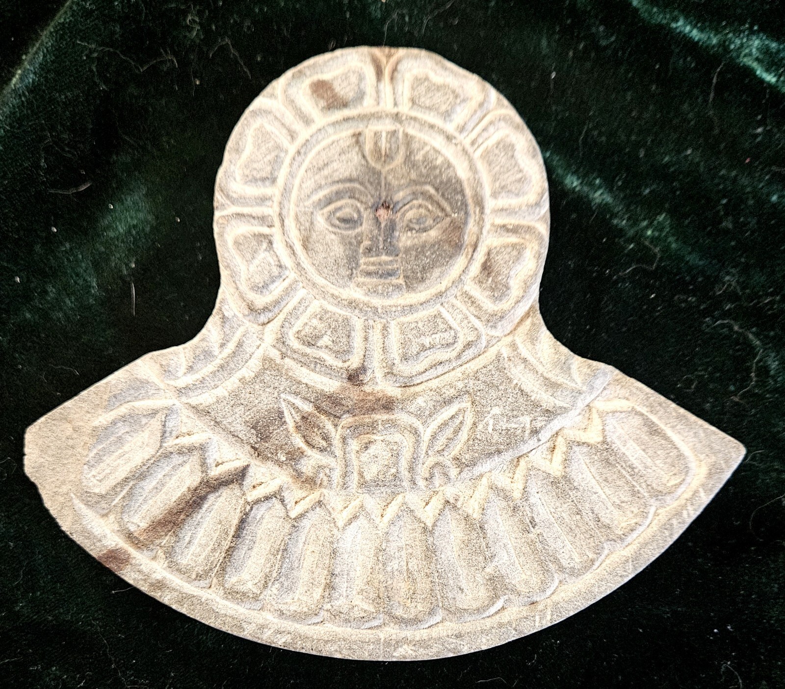Hand Carved Navagraha Ritual Stone Sun God Dharma and Punya Antique Nepal