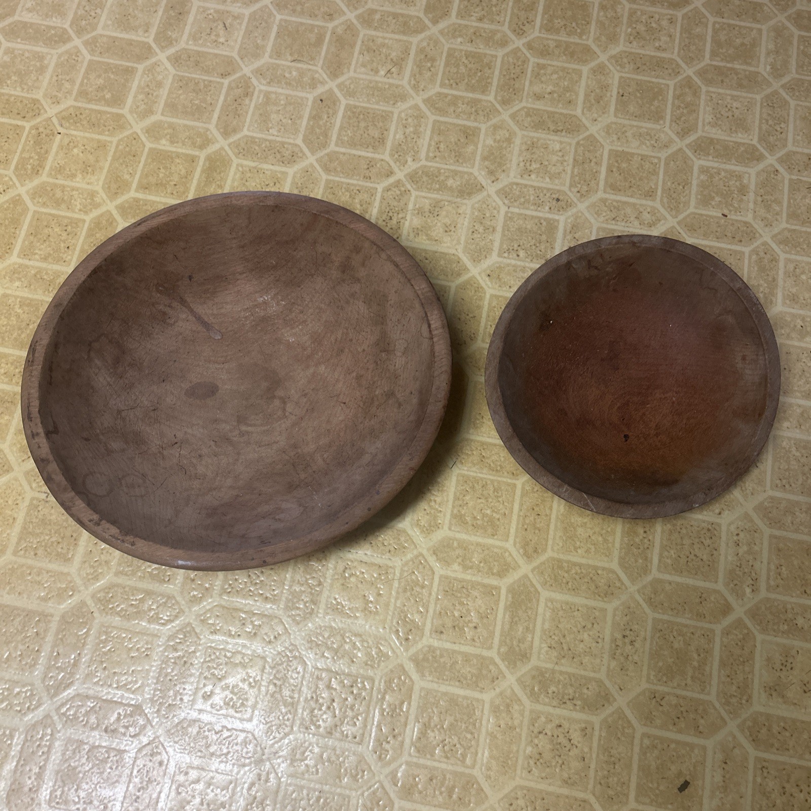 Antique Primitive Wooden Dough Bowls Carved Farmhouse Decor Trenchers
