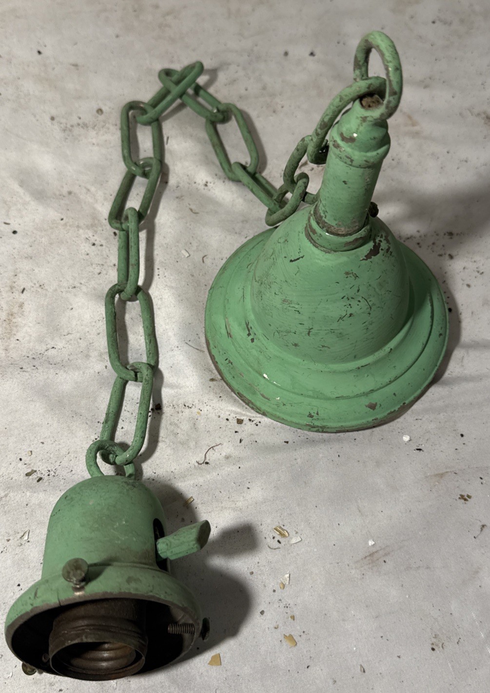 Brass Turquoise Vintage Pendant Hanging Light Fixture Nickel Plated Under Paint