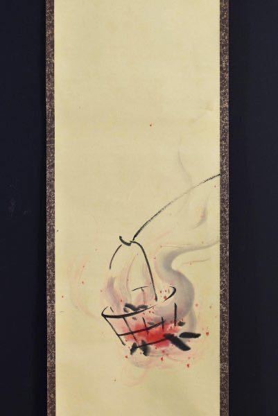 JAPANESE PAINTING HANGING SCROLL Japan Fire Lighting ANTIQUE PAINT ART f542
