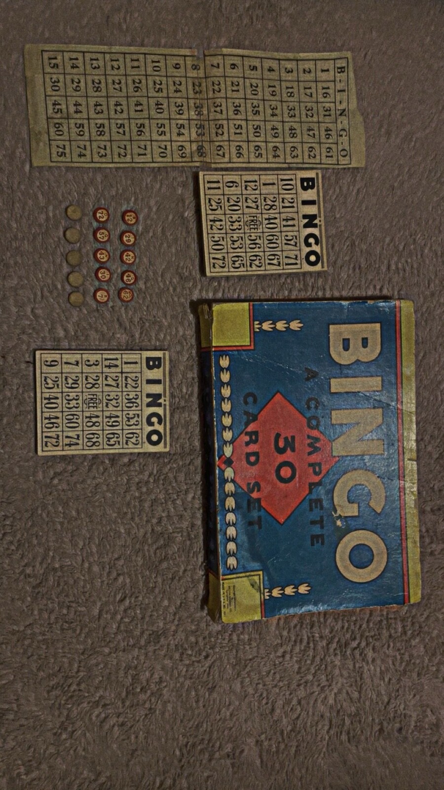 1936 VINTAGE 30 card BINGO