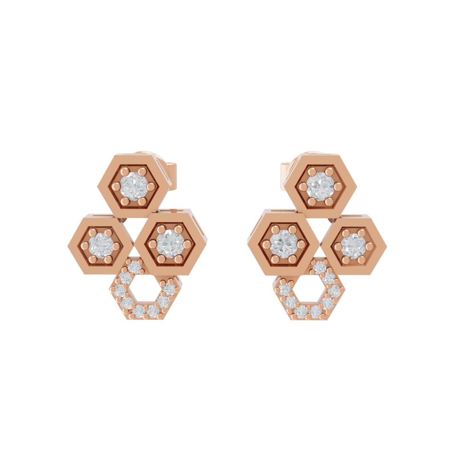 0.23 Ct Elegant 9K Solid Rose Gold Lab Grown Round Diamond Stud Earrings Gift