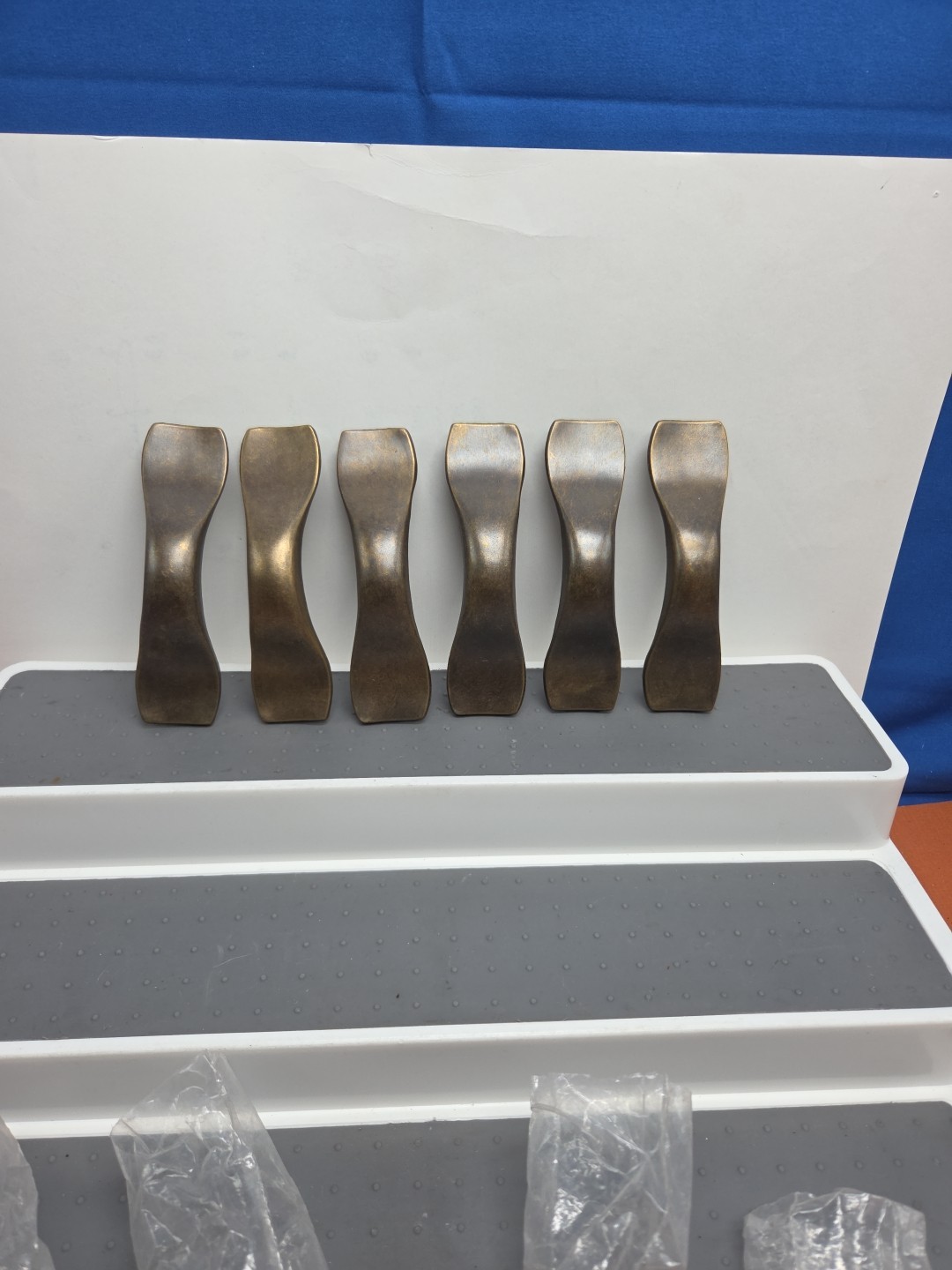 Set Of 6 Vintage Metal Plated Style Drawer Pull Shiny Vintage Cont. B 1996 USA