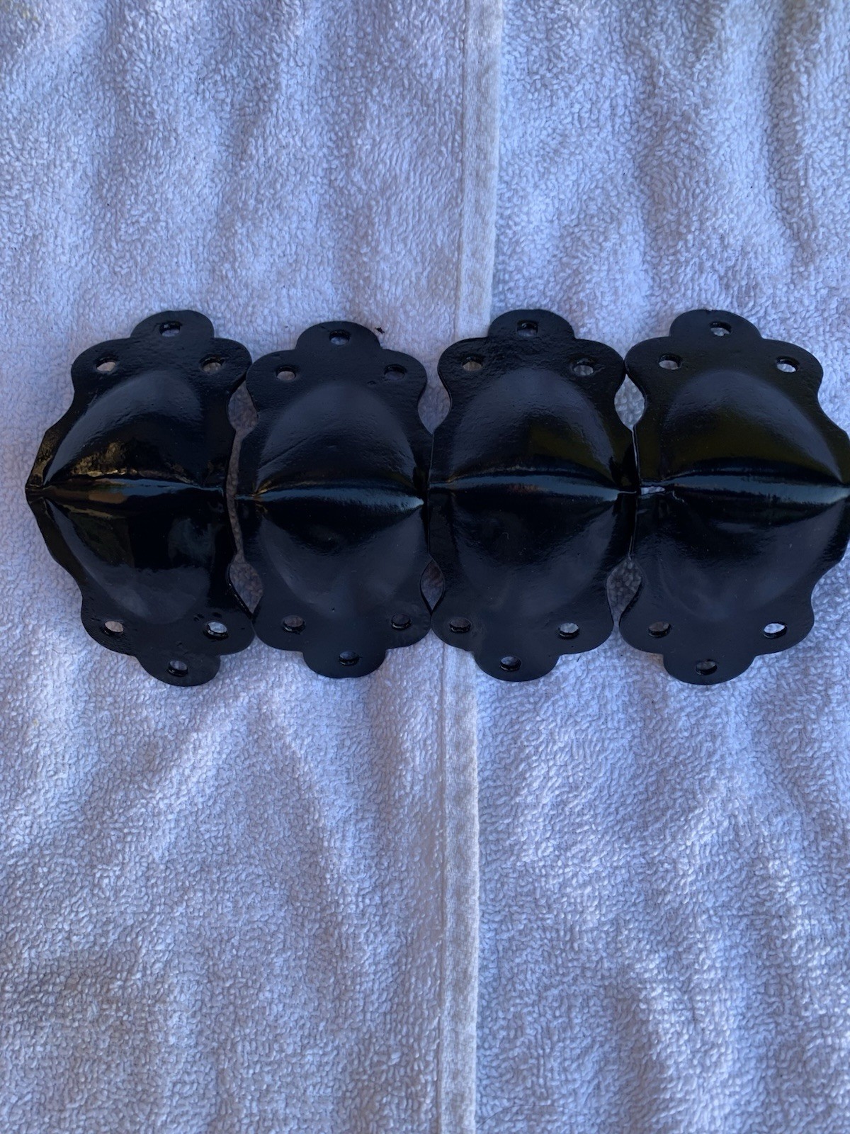 Antique Steamer Trunk Slat Clamp Hardware. Set Of 4. Restored Gloss Black