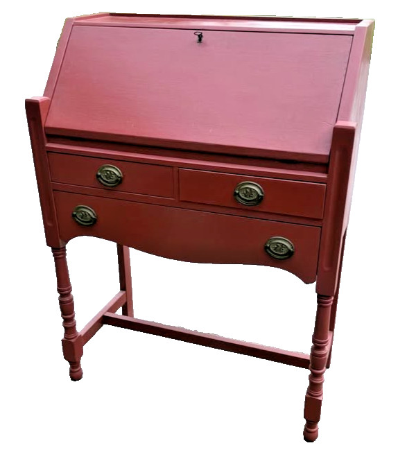 Antique Sheraton Style American Drop Front Secretary Writing Desk 28″