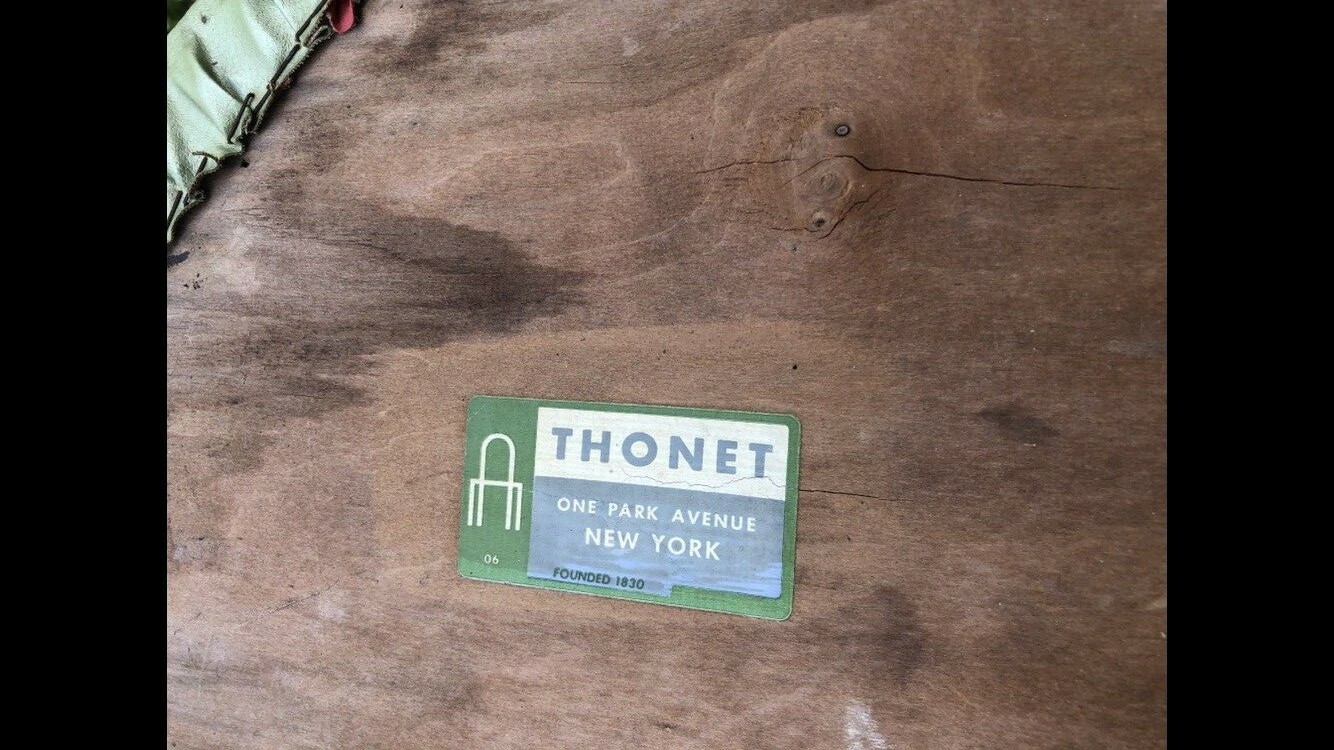 Vtg marked THONET chair REPLACEMENT SEAT ONLY MCM bentwood wooden w/ tag bottom