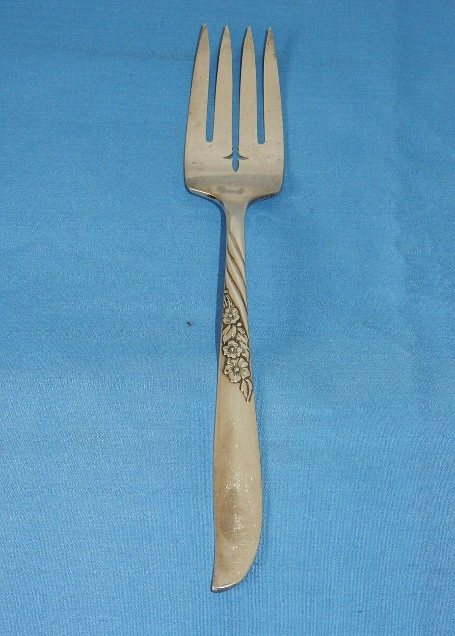 Rogers Oneida Always Wildwood 1958 Cold Meat Serving Fork