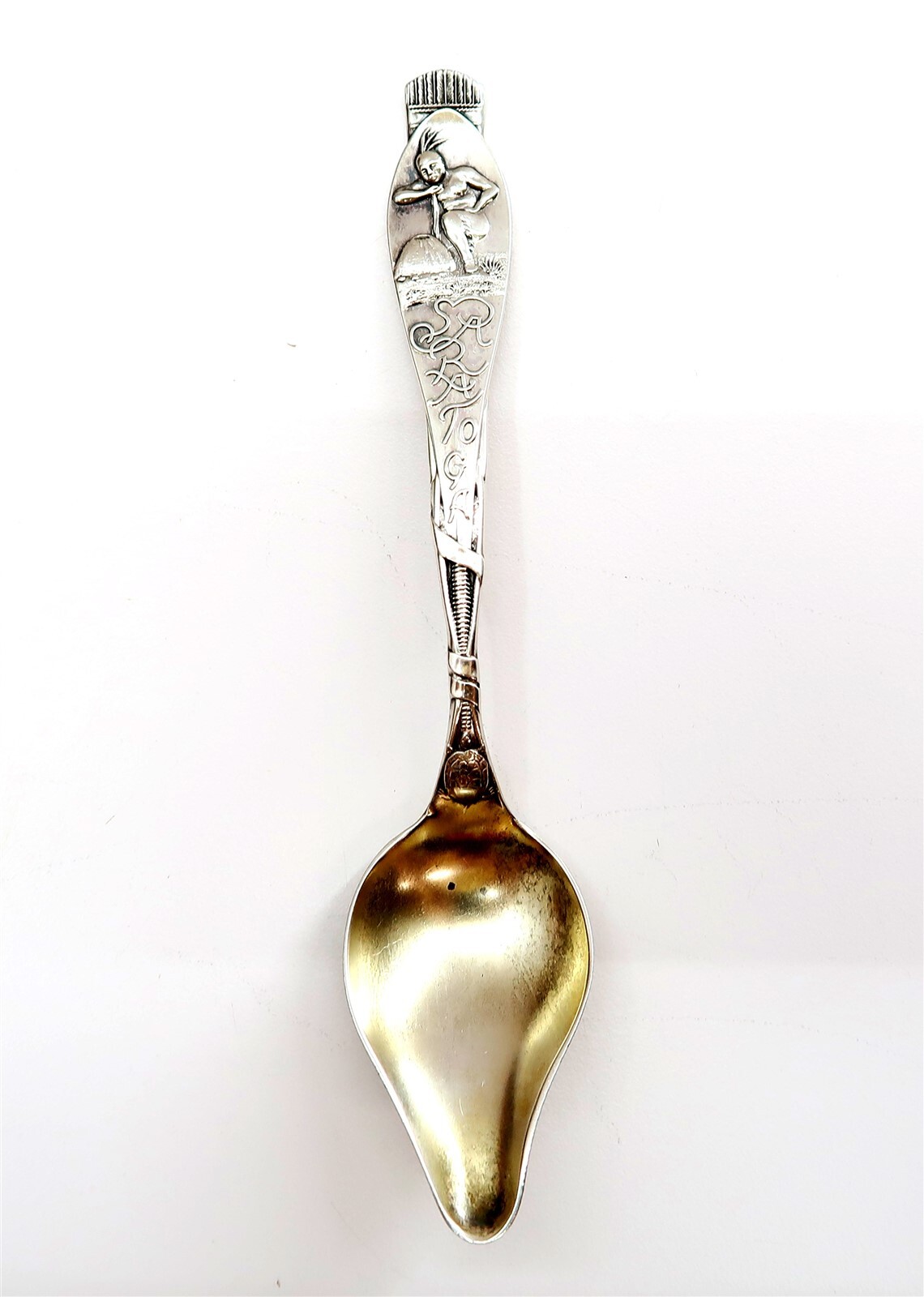 Antique Sterling Native American Indian Souvenir Sugar Spoon Pat’d date 1891