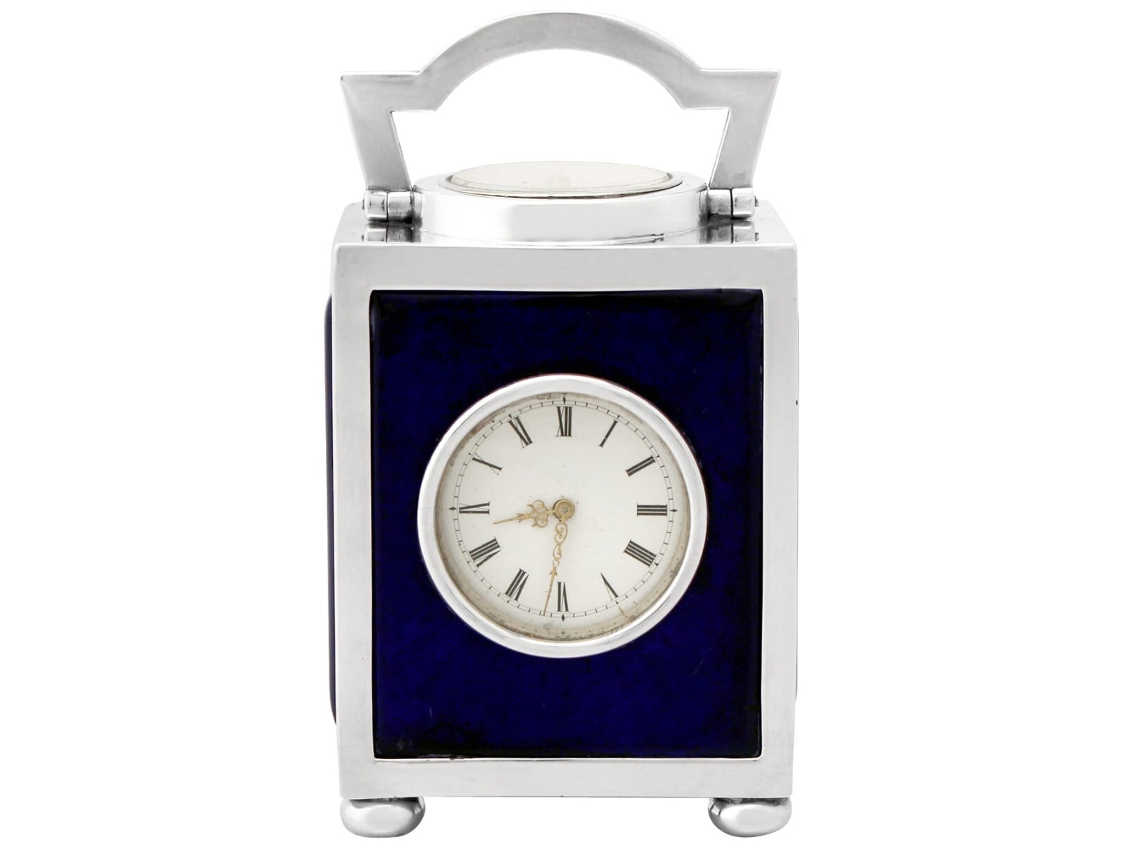 Sterling Silver Travelling Clock/Compass – Antique Victorian Height 8.8cm
