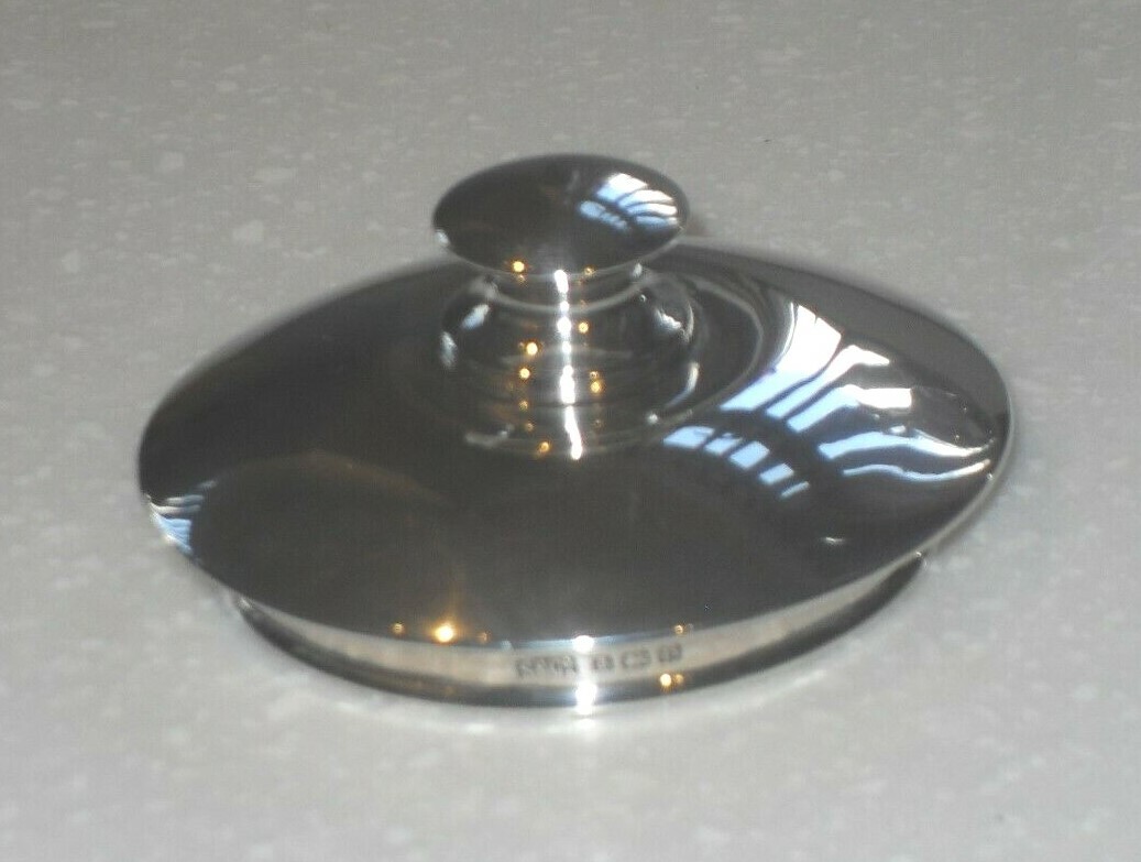 ART DECO 1928 STERLING SILVER & GLASS DRESSING TABLE POWDER TRINKET JAR BOWL