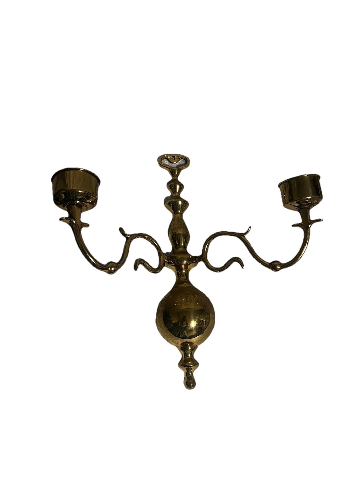 Baldwin Brass 2 Arm Large Ball Wall Sconce Pair Vintage Candelabra Colonial