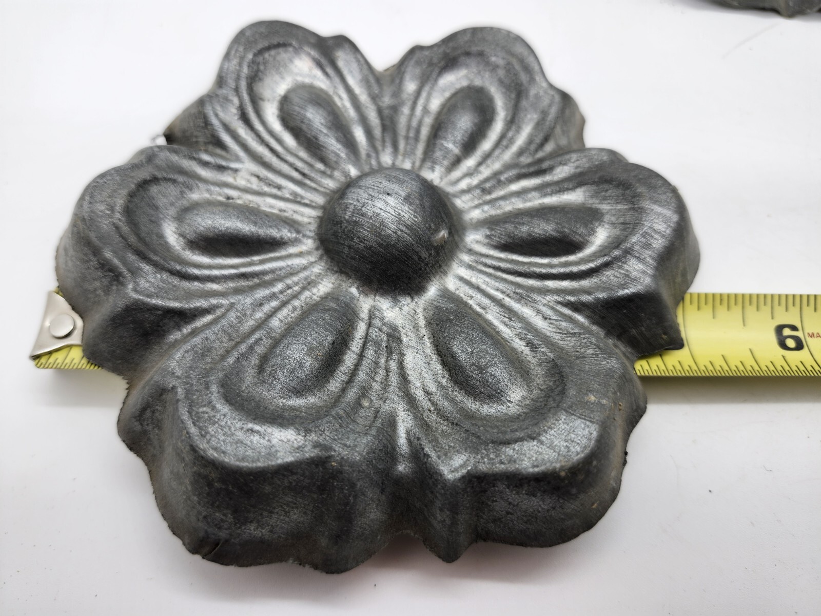 Antique Rosette Flower Medallion PAIR Embossed Architectural Salvage NOS 5″