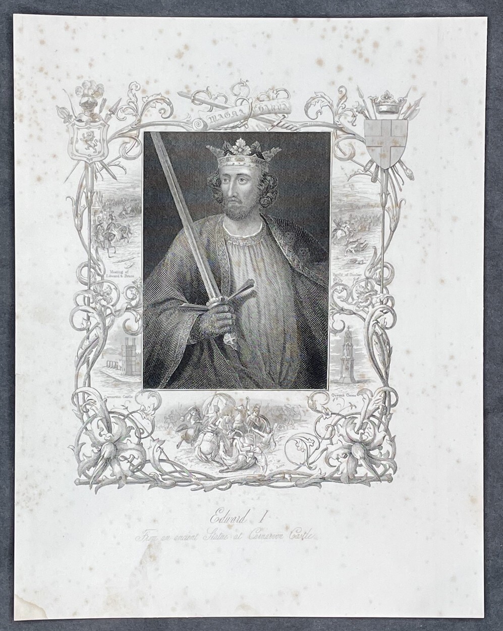 1819 Rev James Barclay Antique Print Edward I of England 1239 – 1307, Longshanks