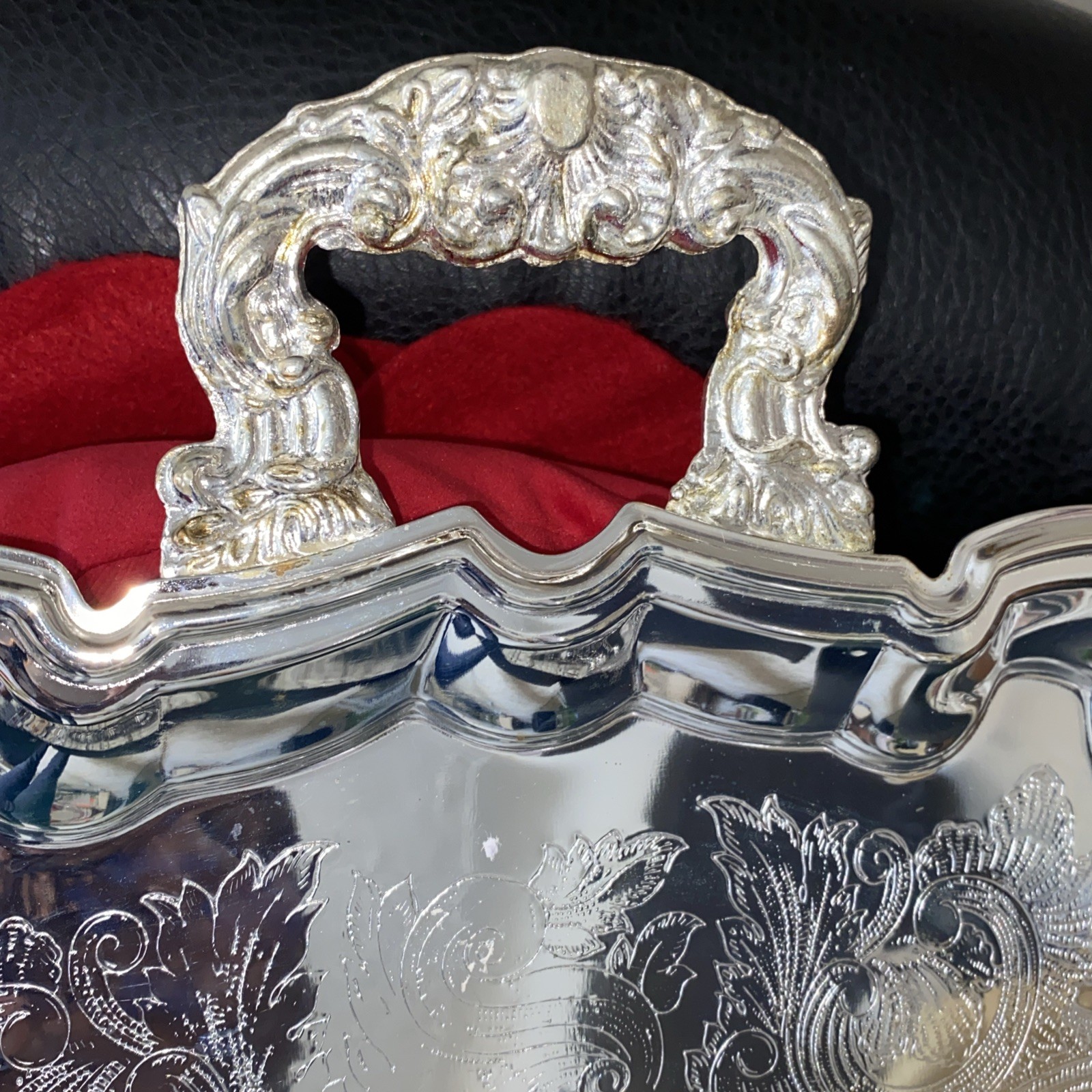 Heavy International Silver Co. Large Silver-Plated Footed Serving Tray