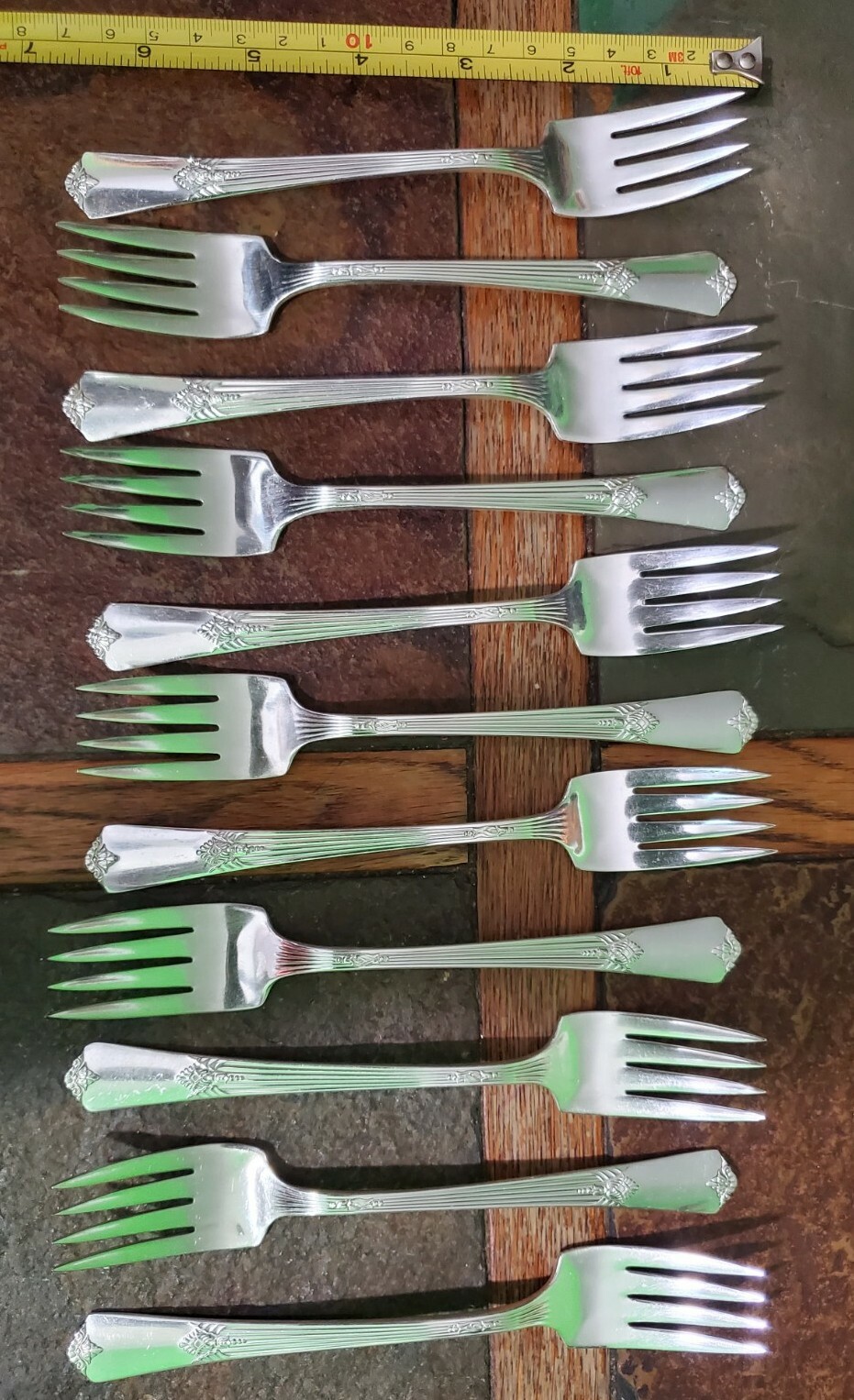 🔎LOT OF 11 VINTAGE c1932 GUILD AKA CADENCE SILVERPLATED SALAD 🥗 😋 FORKS