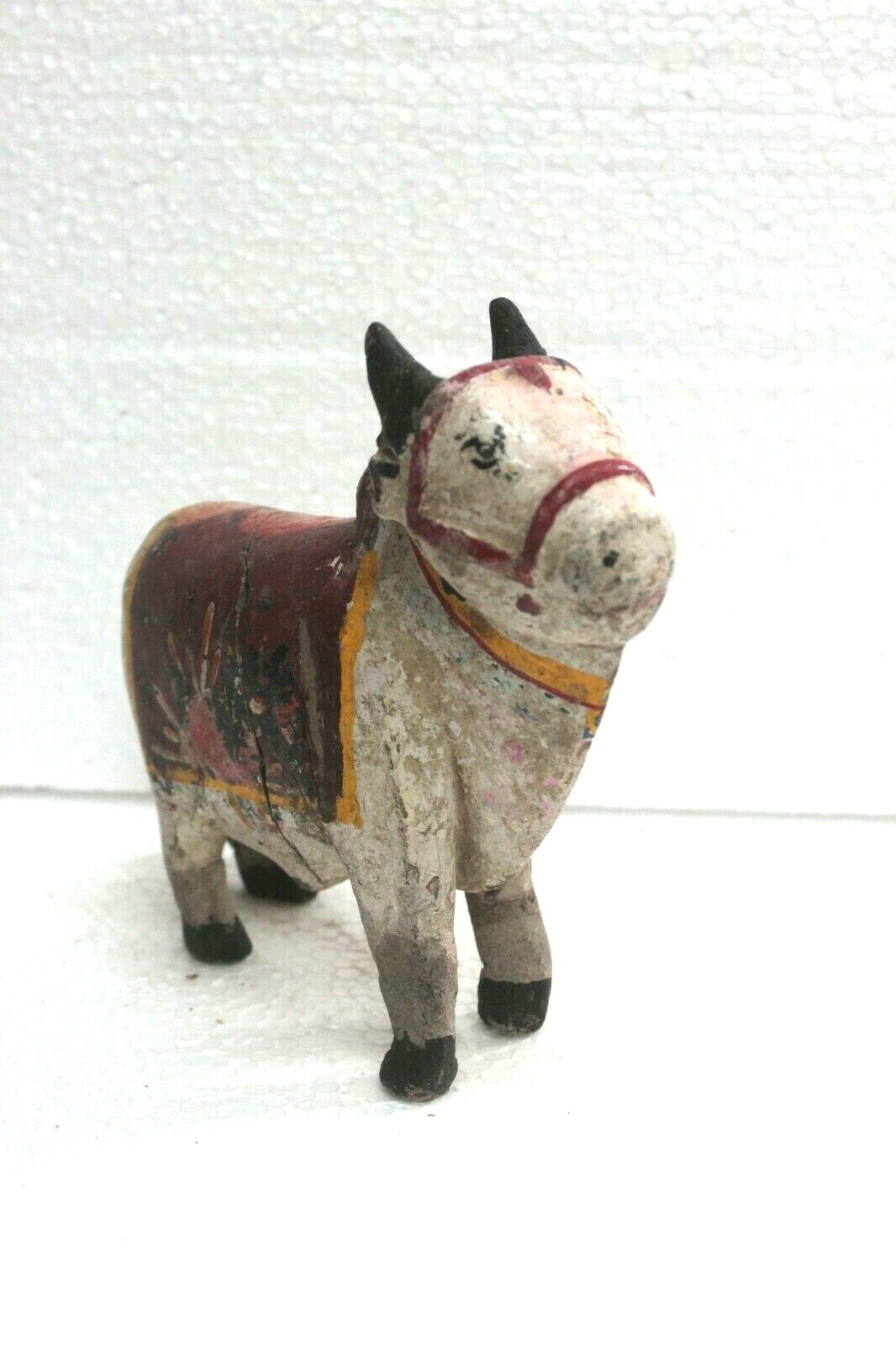Wooden Handmade Vintage Nandi Figure HInduism Vastu Home Decor Collectible