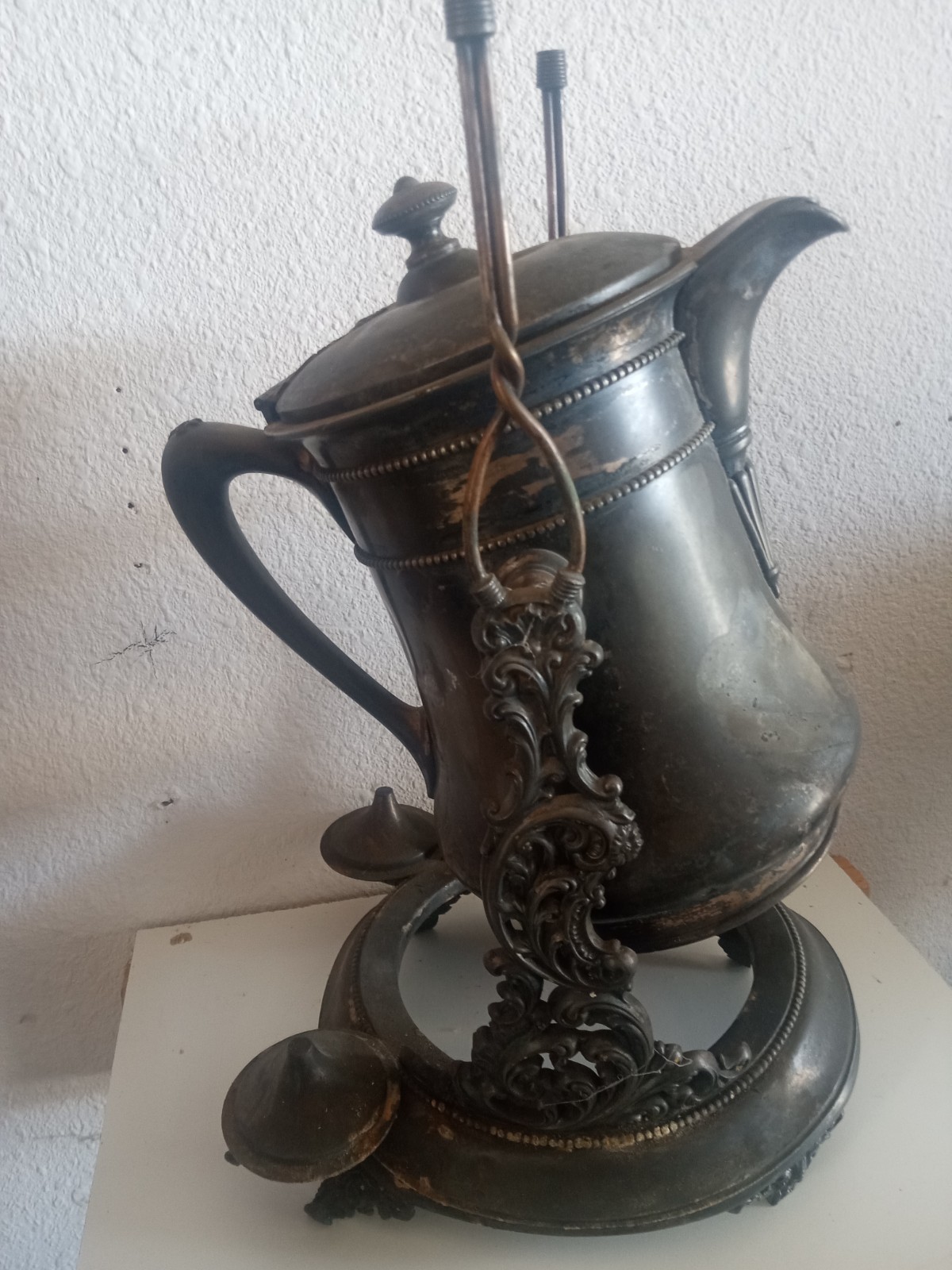 Rogers Smith & Co 1868 Victorian Silverplate Tilting Water Pitcher w/ Stand