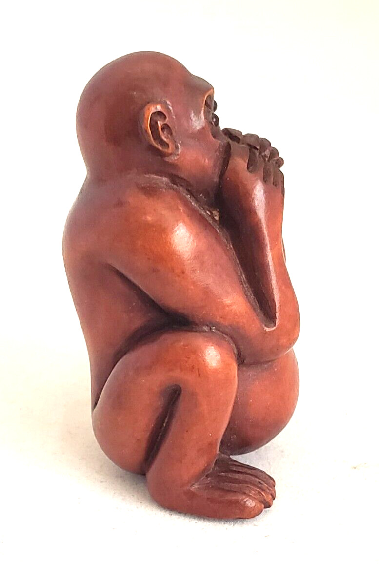 Monkey Netsuke Speak No Evil Carved Boxwood 5518