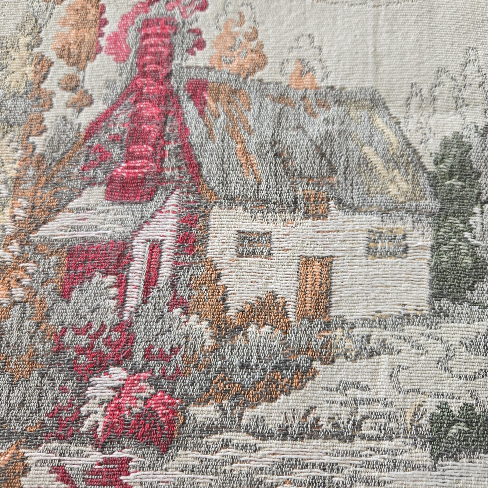 Vtg Cottagecore Granny Chic Tapestry Chair Back Cushion Panels Set Four 1940’s