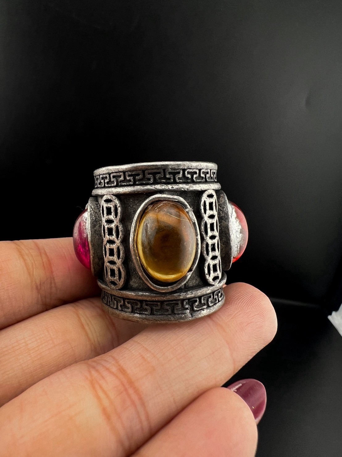 Rare Vintage Solid Silver RING WITH NATURAL stone
