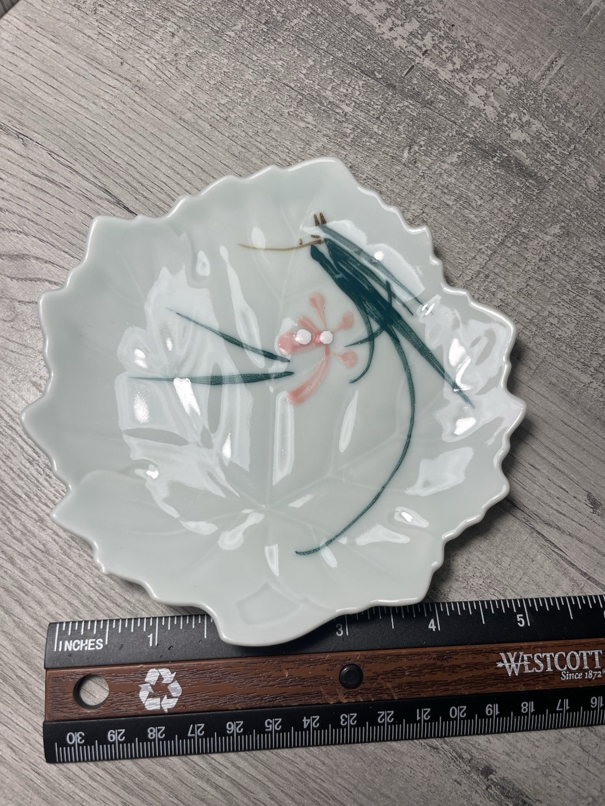 japanese Leaf Plate hand painted porcelain Trinket Appetizer Sushi Plate