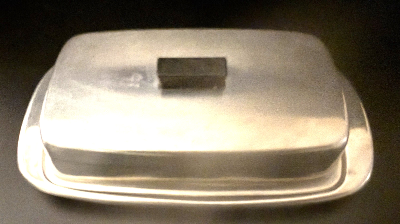 Vintage Butter Dish Stainless Steal 1950’s Brushed Finish 7.5″ Long Silver Retro