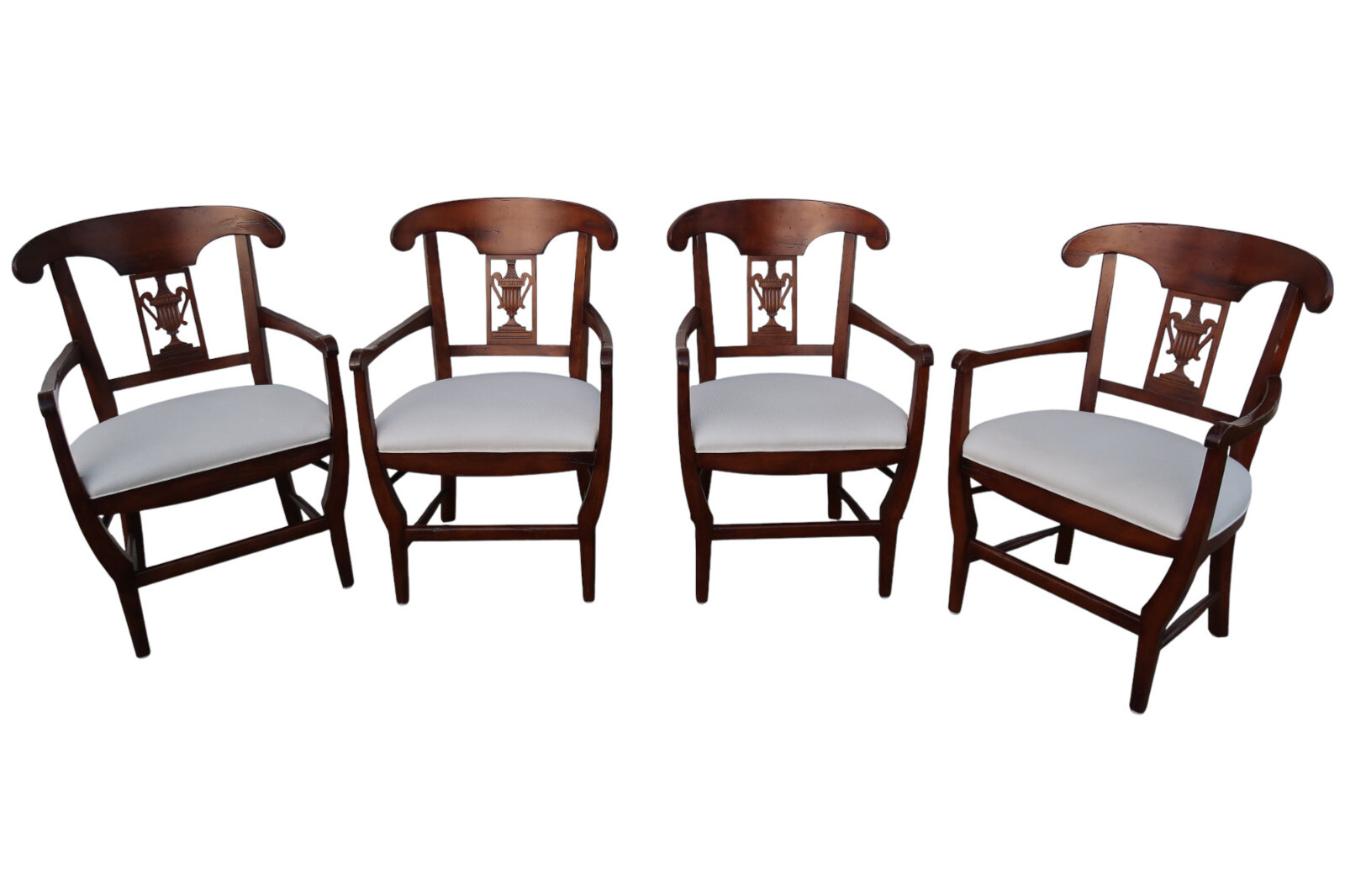 Baker Furniture Milling Road Napoleon Distressed Oversized Arm Chairs – Set of 4