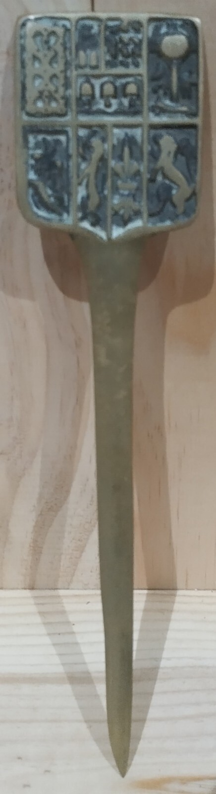 Zazpiak Bat, Basque Coat Of Arms Antique Brass Letter Opener
