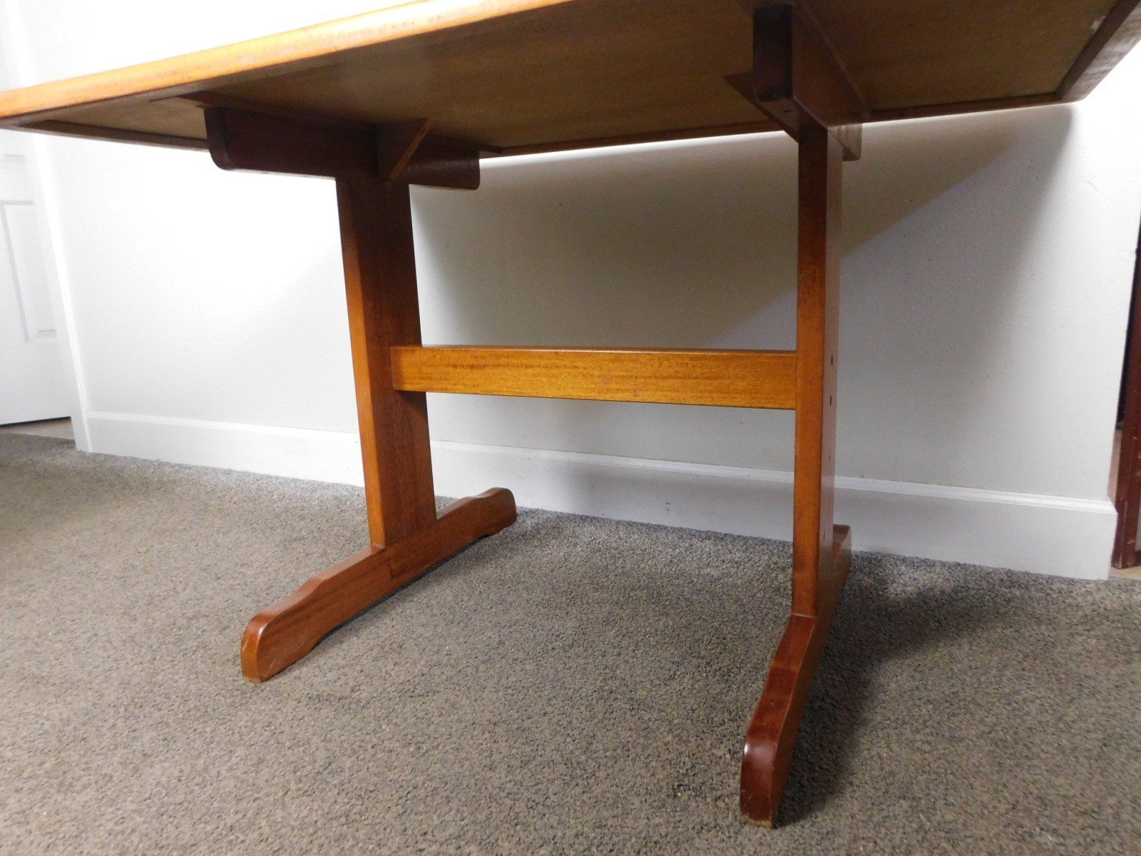 Mid Century Danish Modern 1970s Solid Teak Desk 48″ Trestle Table Vintage Retro