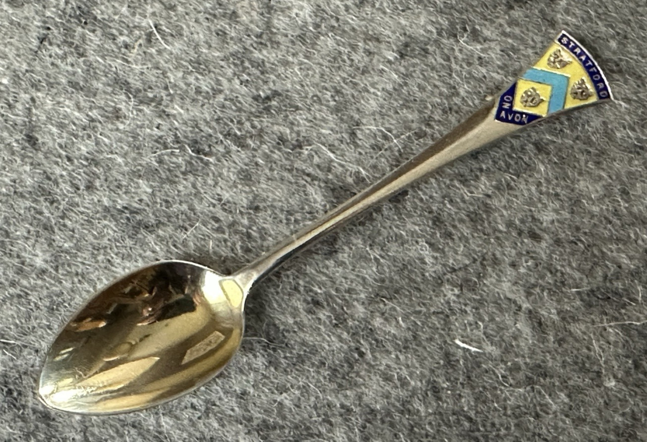 Antique STRATFORD ON AVON English Sterling Silver Souvenir Spoon 4″