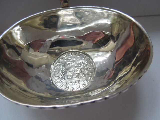 Georgian Silver Toddy Ladle with Inset Colonial Cross Pirate Treasure Coin 1723