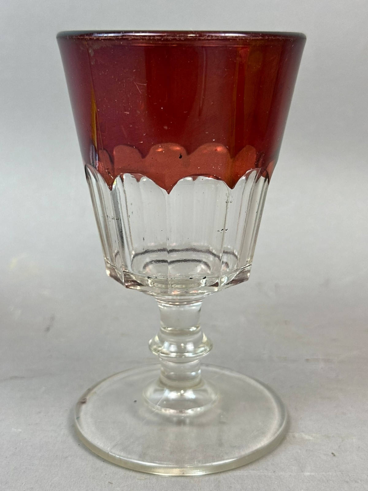 #708 Antique WHITTMORE Michigan Ruby Red Flash Souvenir Glass GOBLET