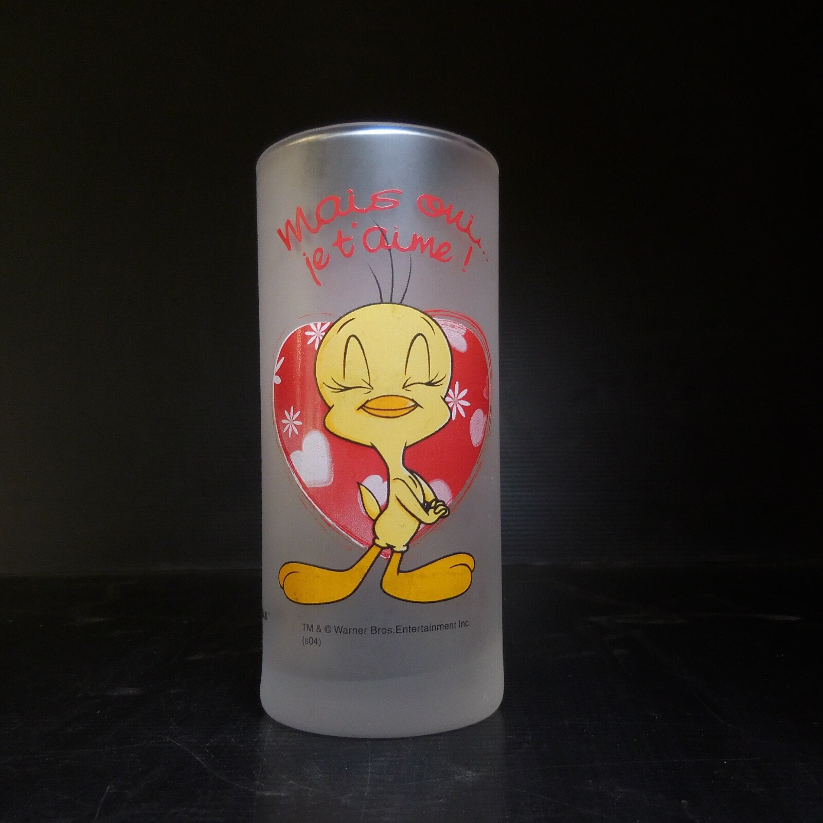 N23.270 Art Deco Table Glass Warner Bros Titi White Opaque But Yes I Love You
