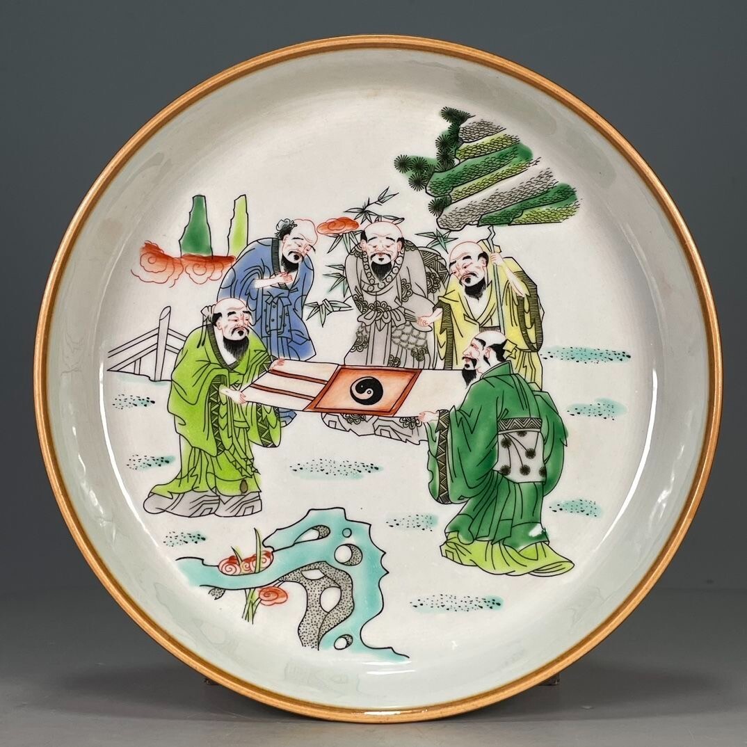 Qing Dynasty Kangxi years I, colorful character story brush wash