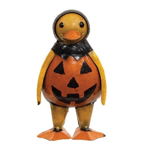 NEW PRIMITIVE HALLOWEEN DUCK FIGURE BLACK METAL WARLOCK 6.5″Tx4″Wx2.5 Aged SALEM