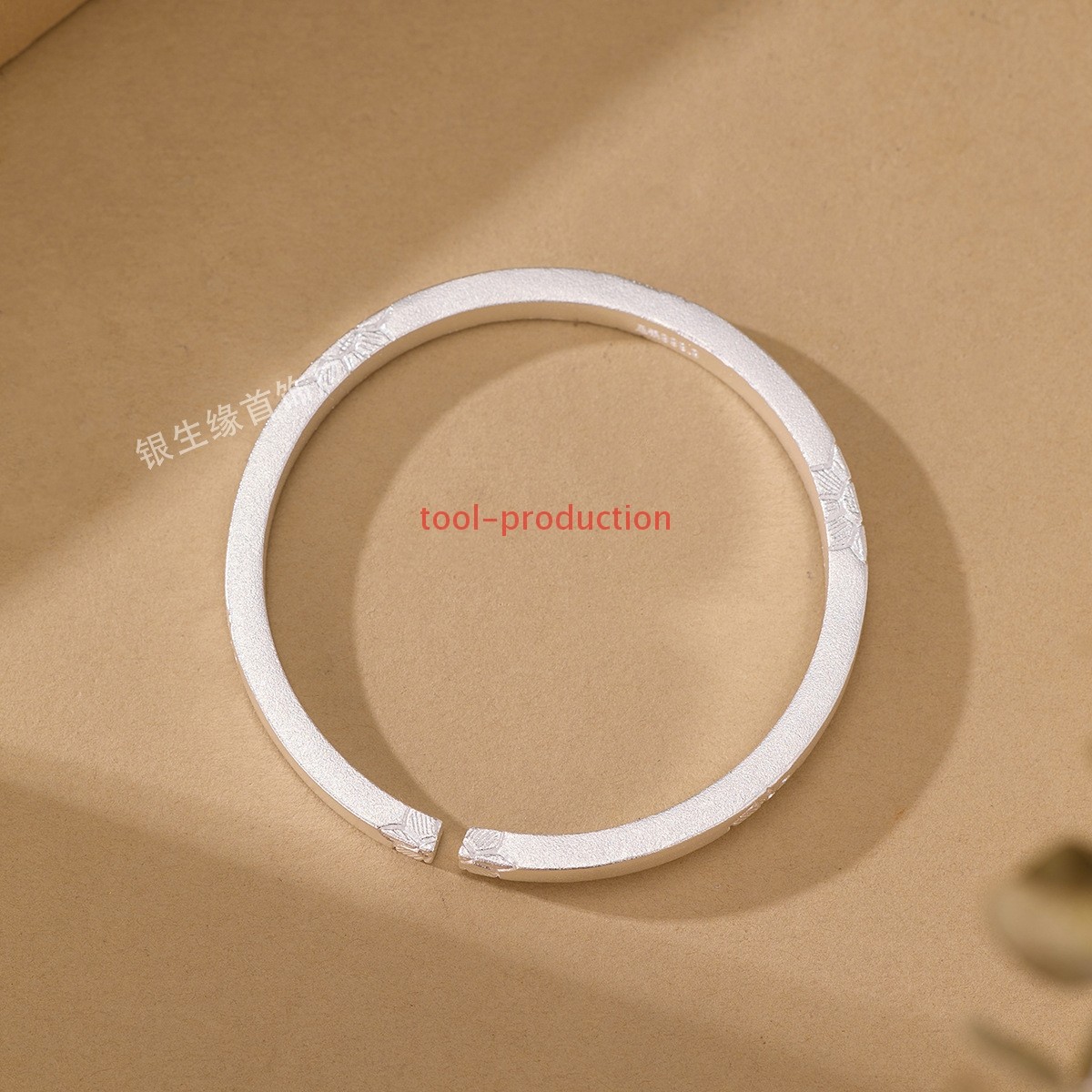 Minimalist Matte Lotus Silver Plated Copper Handmade Open Cuff Bangle A+++++