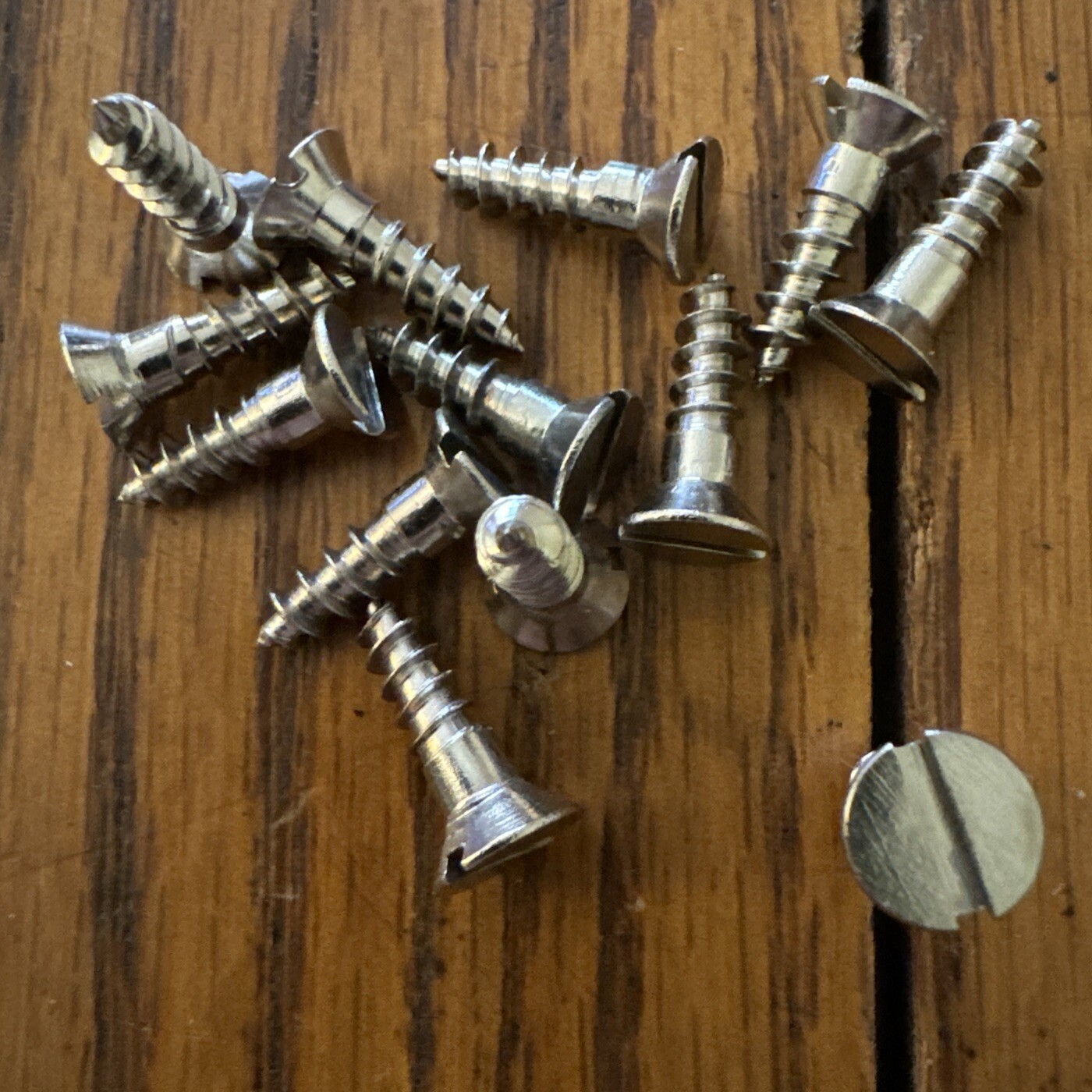 # 8 X 5/8” Wood Screws Slotted Flat Head Brass Nickel Plated Free Ship