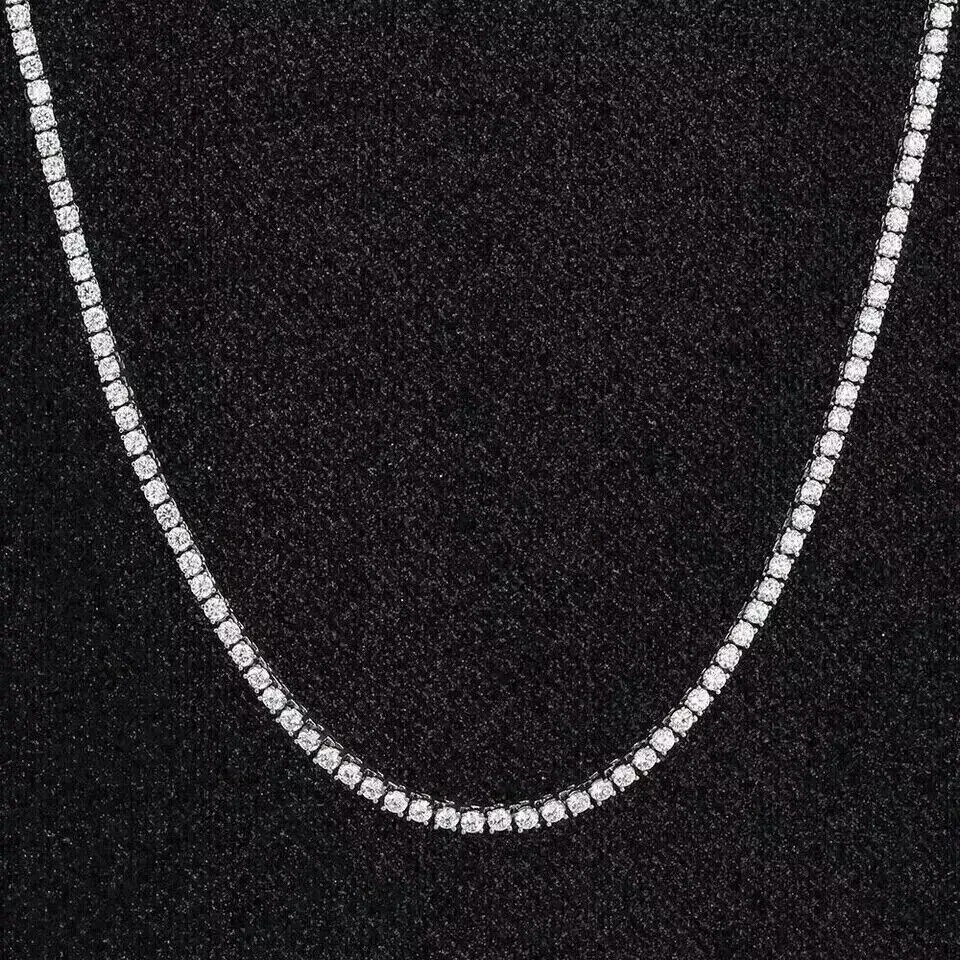14Ct Round Lab Created Diamond Women’s Tennis Necklace 14K White Gold Plated 18″