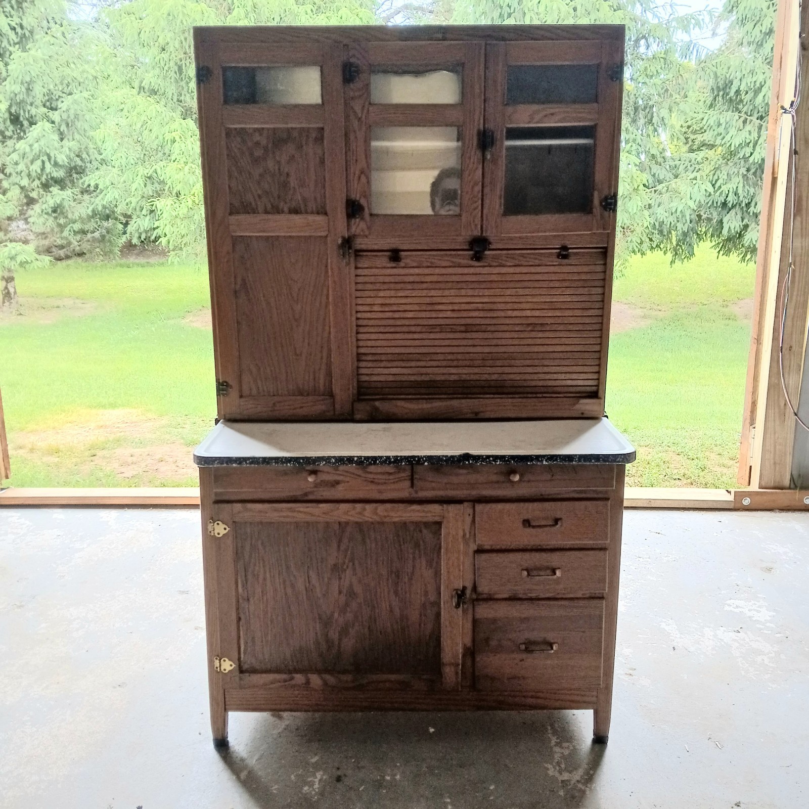 Antique McDougall Oak Hoosier Cabinet – Early 1900s