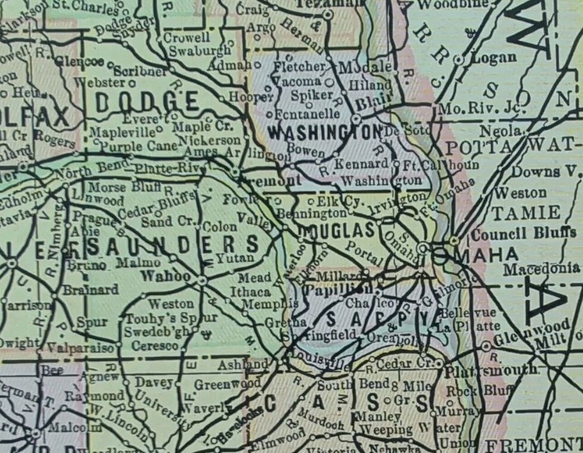 Vintage 1901 NEBRASKA Map 14″x11″ Old Antique Original LINCOLN OMAHA PAPILLON NE