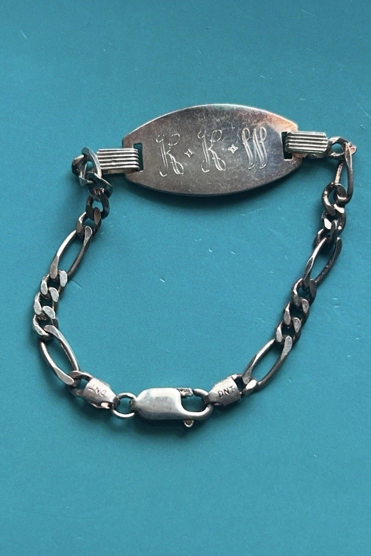 ID Bracelet Sterling Silver KKW Initials DNT Italy 925 Link Chain Nice