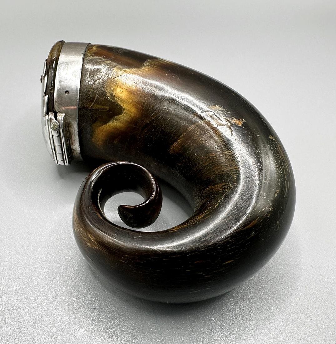 GEORGIAN SCOTTISH THISTLE SILVER MOUNTED RAMS HORN SNUFF MULL c1820